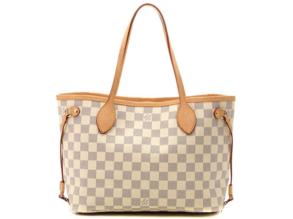 LOUIS VUITTON Neverfull Damier Azur White Tote Bag